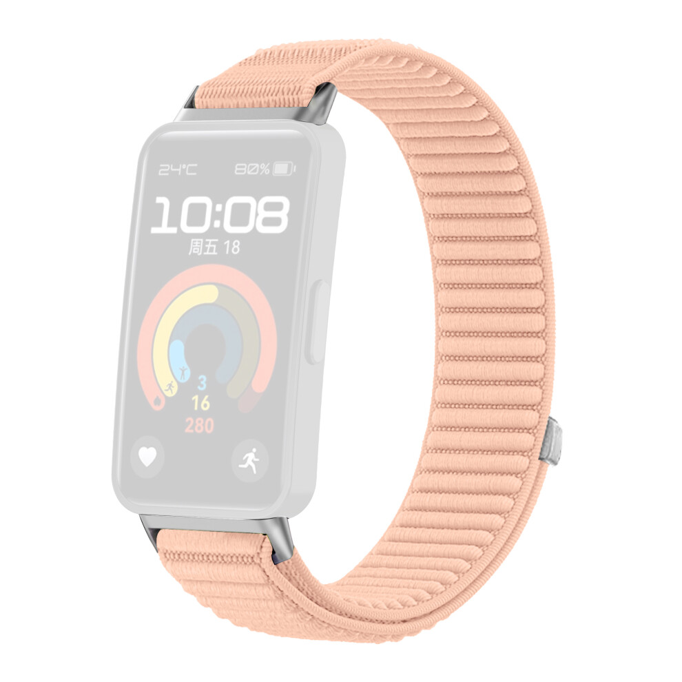 (Pink) Woven Nylon Strap For Huawei Band 10 / 9 / 8 Magic Tape Watch Band Pink 6914284912086