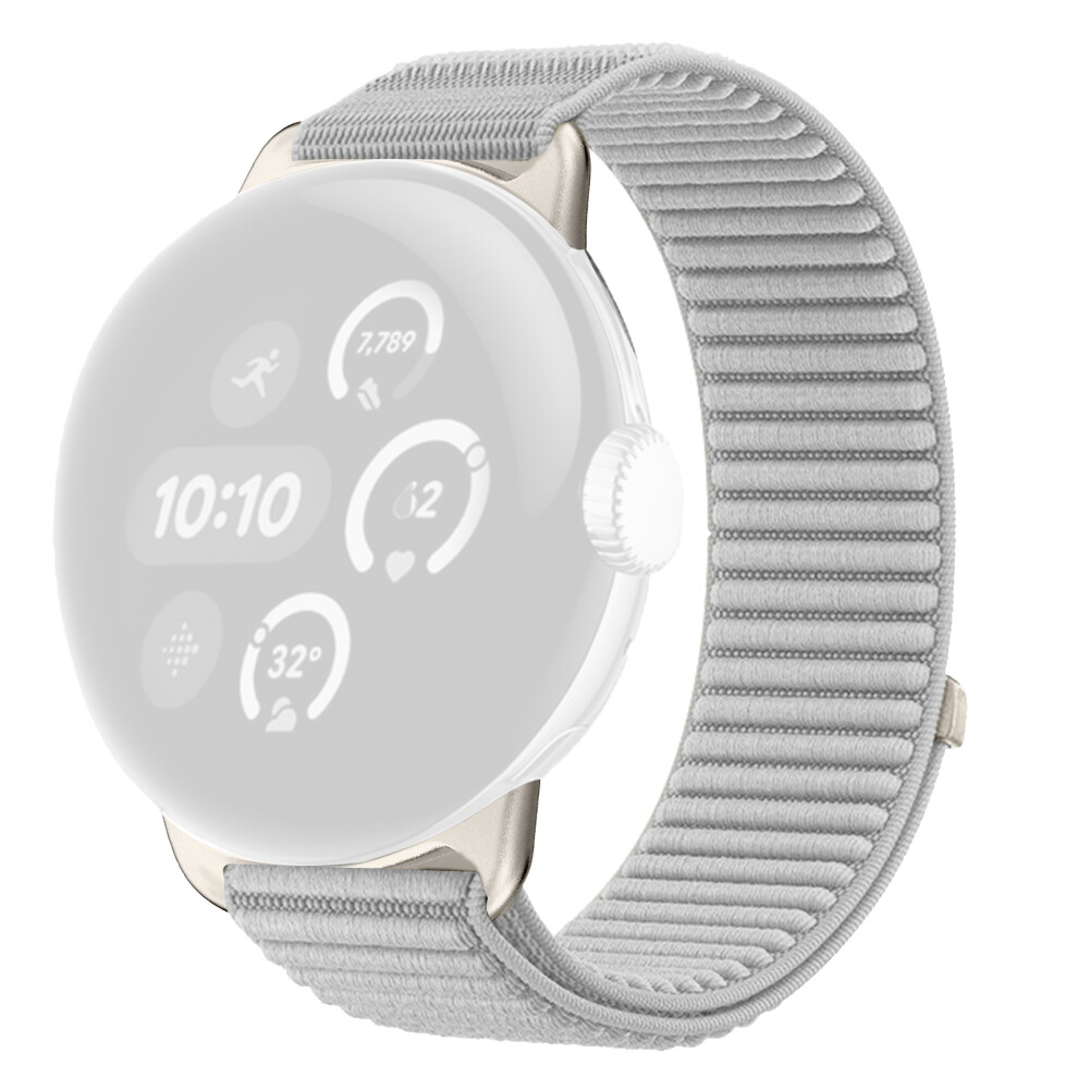 (Grey) Woven Nylon Strap For Google Pixel Watch 4 41Mm / 3 41Mm / Watch 2 / Pixel Watch Magic Tape Watch Band Grey 6914281520185