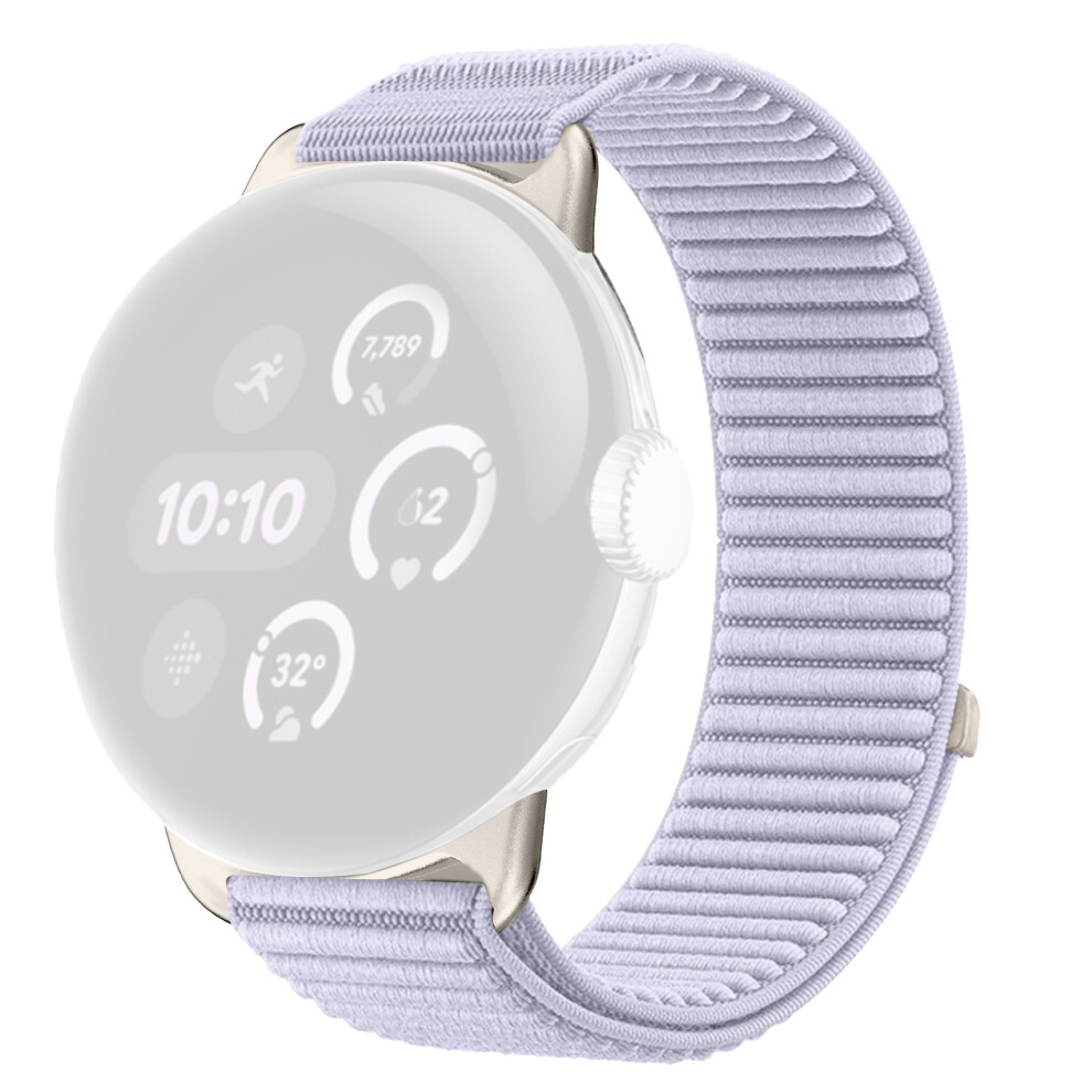 (Purple) Woven Nylon Strap For Google Pixel Watch 4 41Mm / 3 41Mm / Watch 2 / Pixel Watch Magic Tape Watch Band Purple