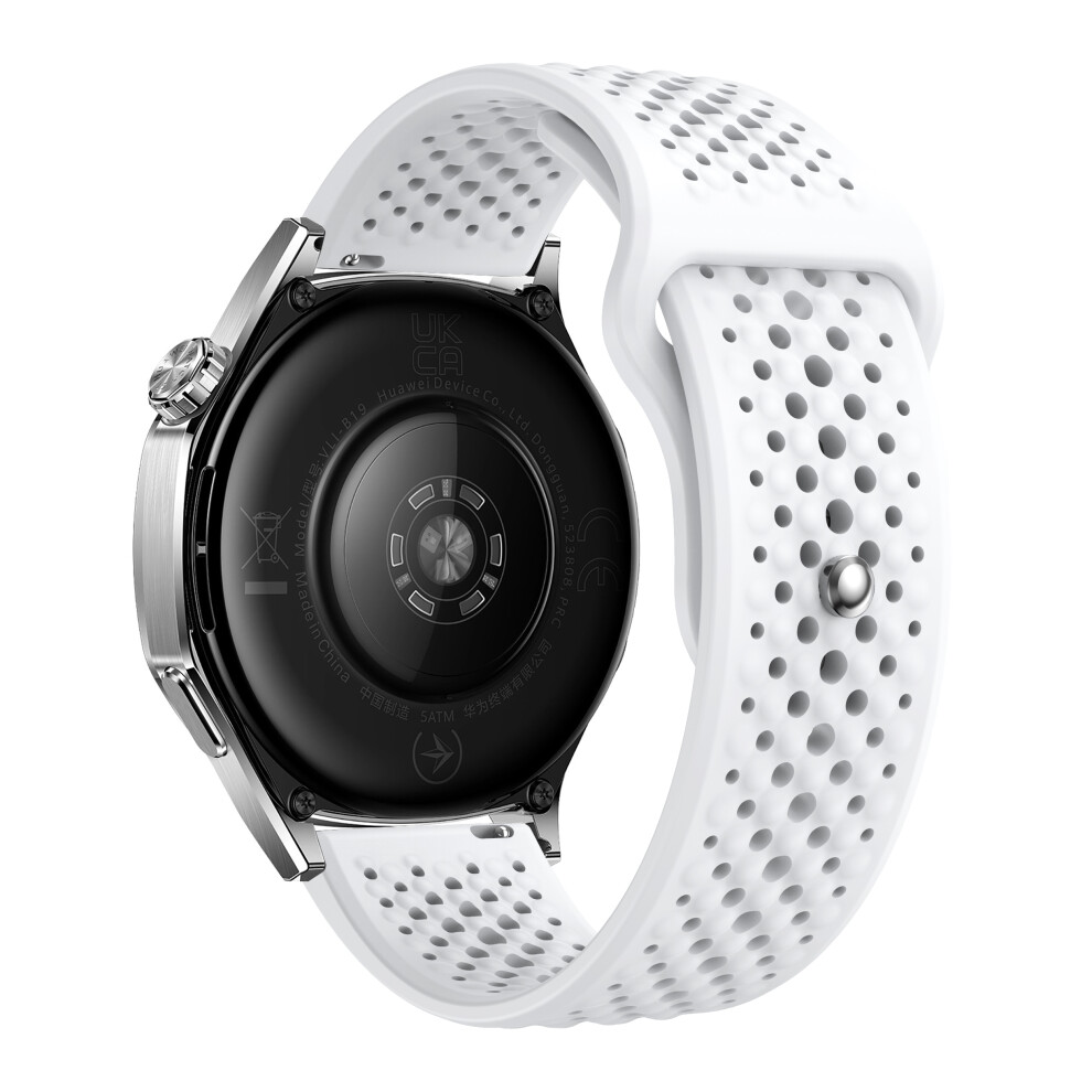 (White) 22Mm Silicone Band For Huawei Watch Gt 5 46Mm / Samsung Galaxy Watch3 45Mm Breathable Quick Release Watch Strap White 6914285500732