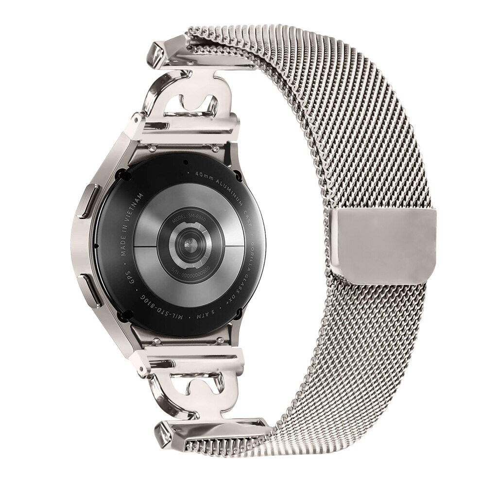 (Starlight) Watch Band For Samsung Galaxy Watch 5 / Watch 5 Pro / Watch 5 Active / Watch4 Milanese Stainless Steel Strap With D-Shape Connect 6914289486599