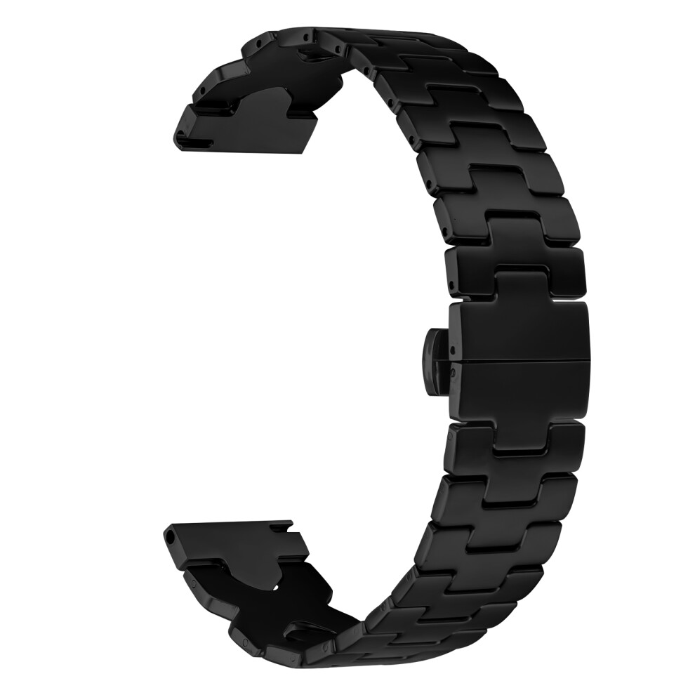 (Black) Stainless Steel Watch Band For Fitbit Versa / Versa Lite / Versa 2 Electroplating Strap With X-Shaped Butterfly Clasp Black 6914283781065