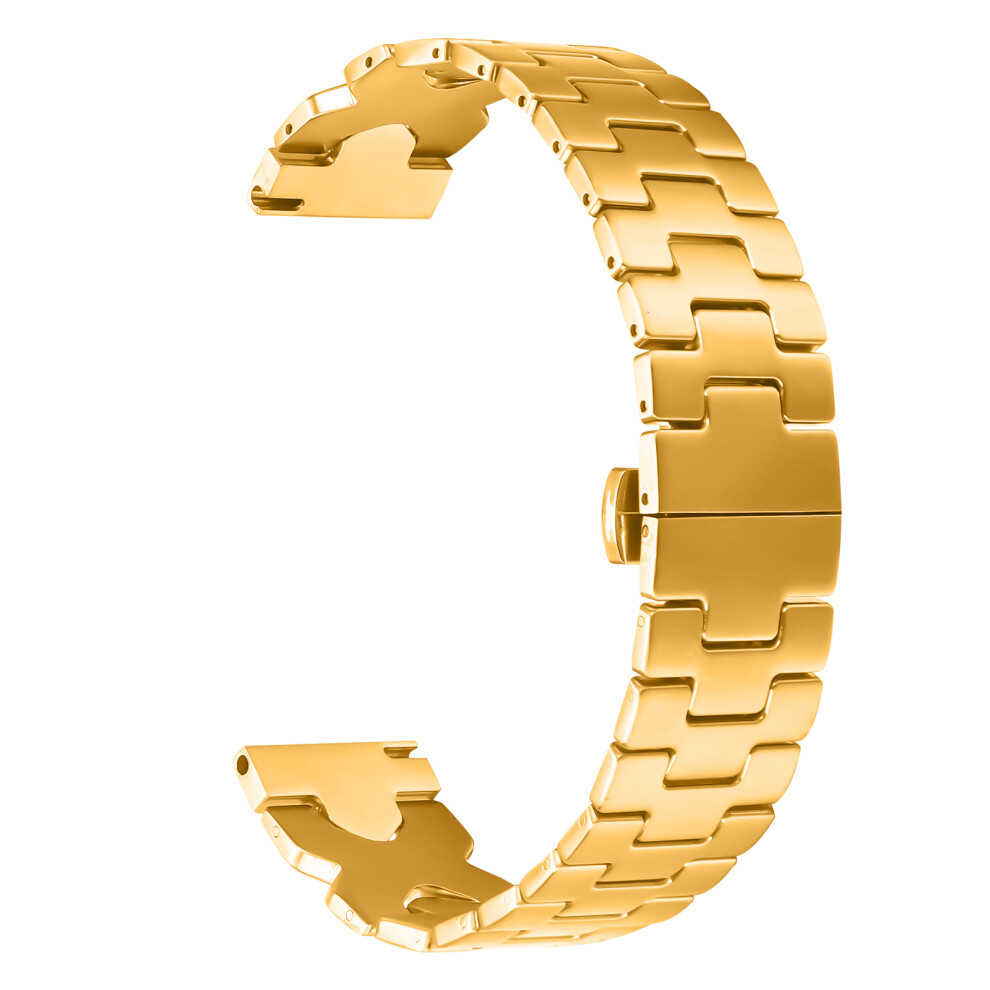 (Gold) Stainless Steel Watch Band For Fitbit Versa / Versa Lite / Versa 2 Electroplating Strap With X-Shaped Butterfly Clasp Gold 6914286654373