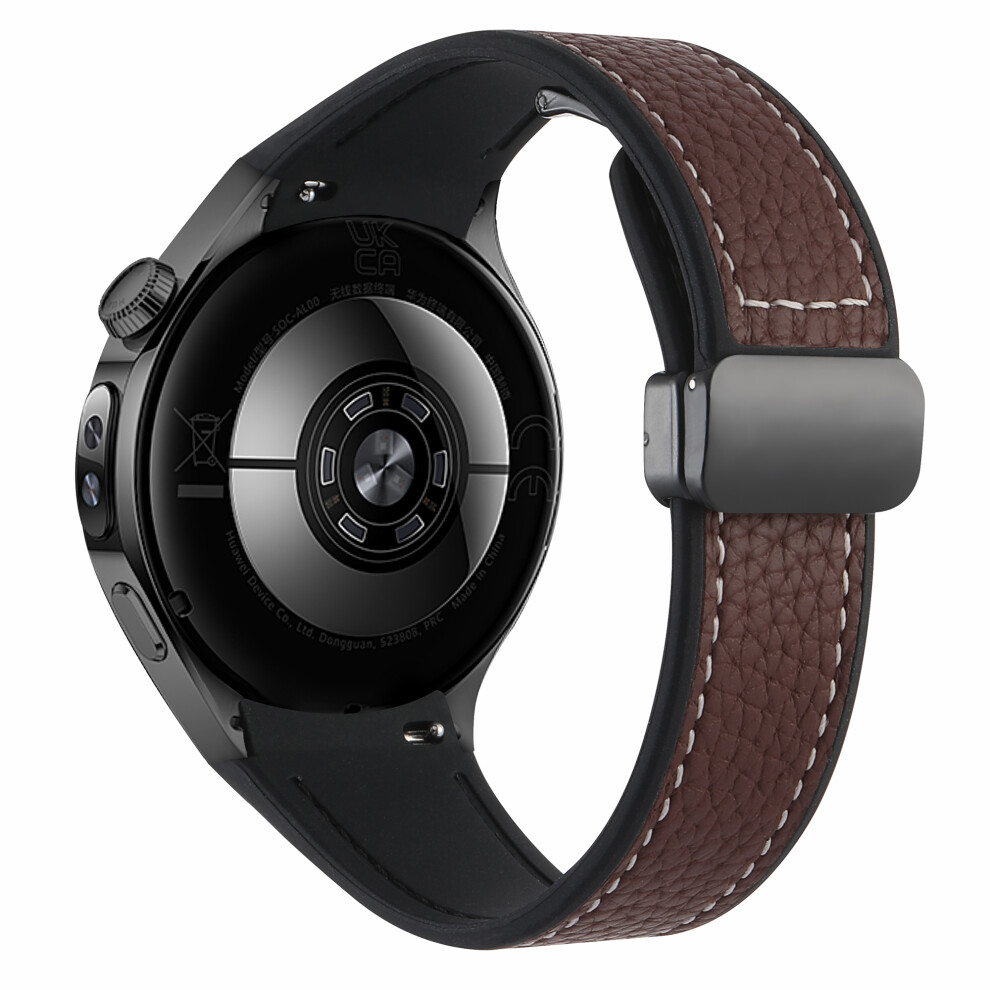 (Dark Coffee / Litchi / Black) For Huawei Watch 5 46mm Silicone + Genuine Leather Strap Magnetic Folding Buckle Watch Band-image-OPC-PMCV2KC-NEW