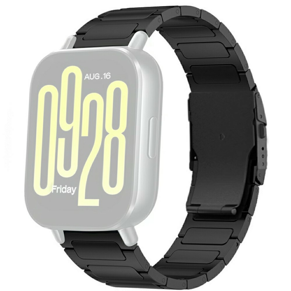 (Black) Titanium Alloy Watchband For Xiaomi Redmi Watch 5 / 4 / Smart Band 9 Pro / Smart Band 8 Pro H-Shaped Buckle Wrist Strap Black 6914289469684