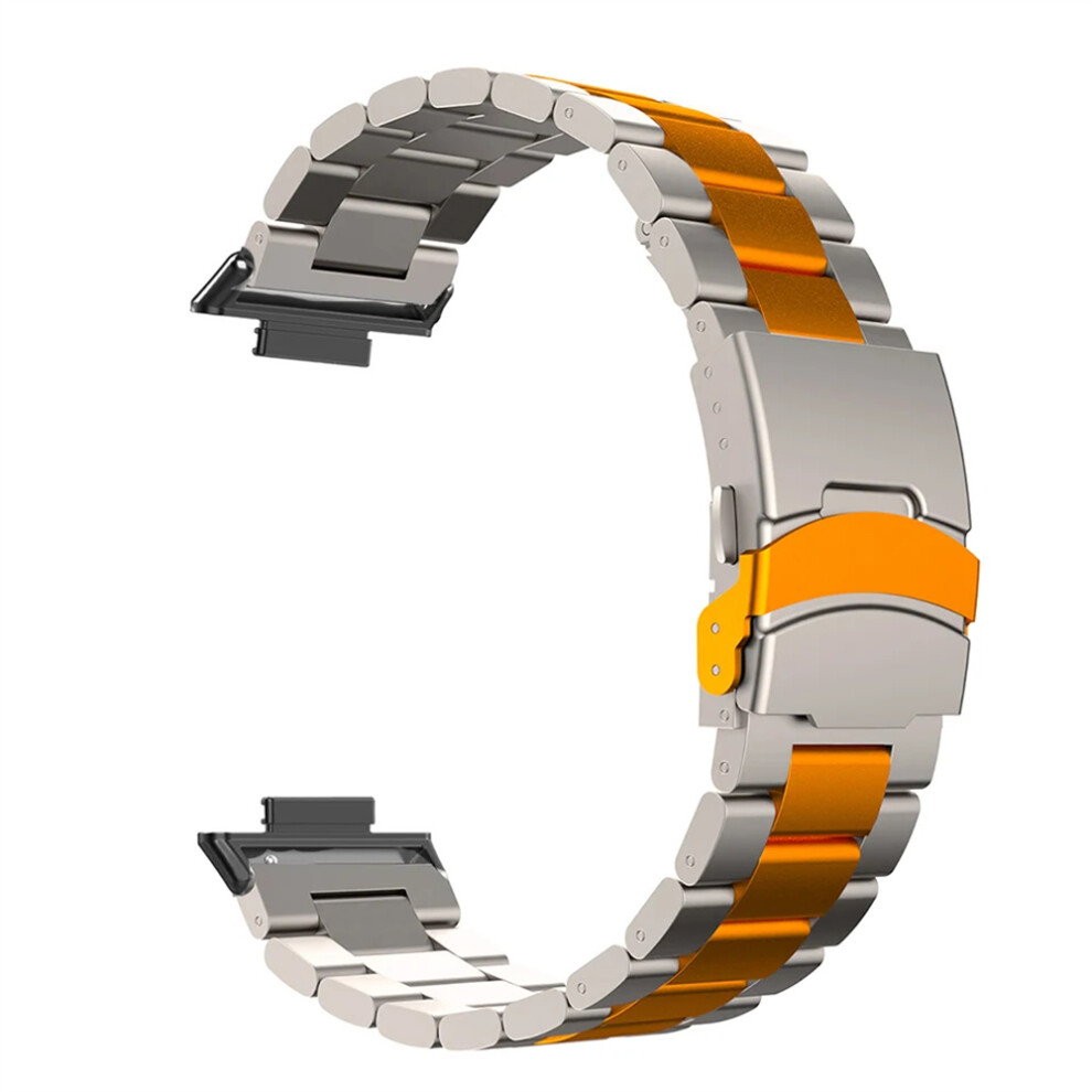 (Titanium / ) Titanium Alloy Watchband For Xiaomi Redmi Watch 5 / 4 / Smart Band 9 Pro / Smart Band 8 Pro Three Bead Wrist Strap Orange 6914283694235
