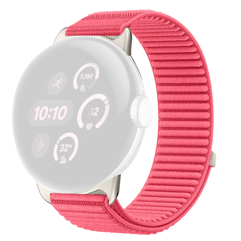(Red) Woven Nylon Strap For Google Pixel Watch 4 41Mm / 3 41Mm / Watch 2 / Pixel Watch Magic Tape Watch Band Red 6914281225837
