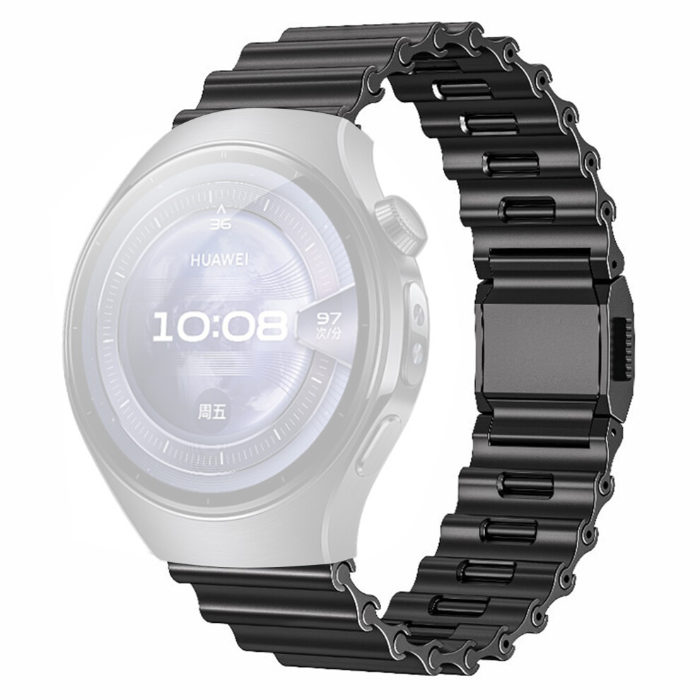 (Black) 22Mm Ocean Wave Watchband For Huawei Watch Gt 5 Pro 46Mm / Gt 5 46Mm / Samsung Galaxy Watch3 45Mm Magnetic Stainless Steel Strap Black 6914285409042