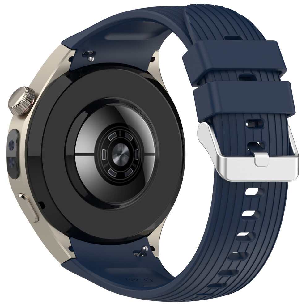 (Midnight ) For Huawei Watch 5 46Mm Replacement Strap Stripe Pattern Silicone Watch Band Blue 6914285234361