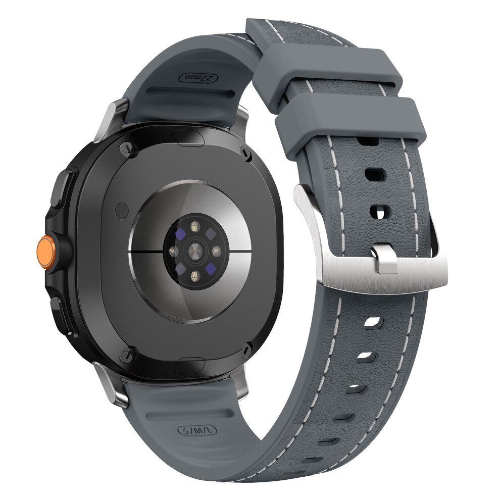 (Dark Grey) Watch Band fot Samsung Galaxy Watch8 Classic 46mm / Watch8 44mm / 40mm Stitched Leather Coated Silicone Wrist Strap-image-OPC-PMCV5B6-NEW