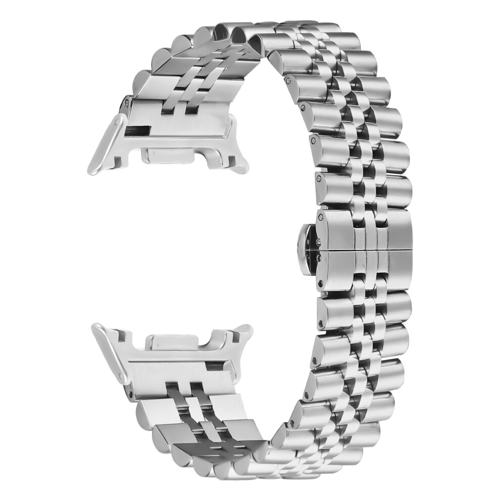 Watch Band For Samsung Galaxy Watch8 Classic 46Mm / Watch8 44Mm / 40Mm Stainless Steel Five-Bead Adjustable Strap Silver 6914281076439