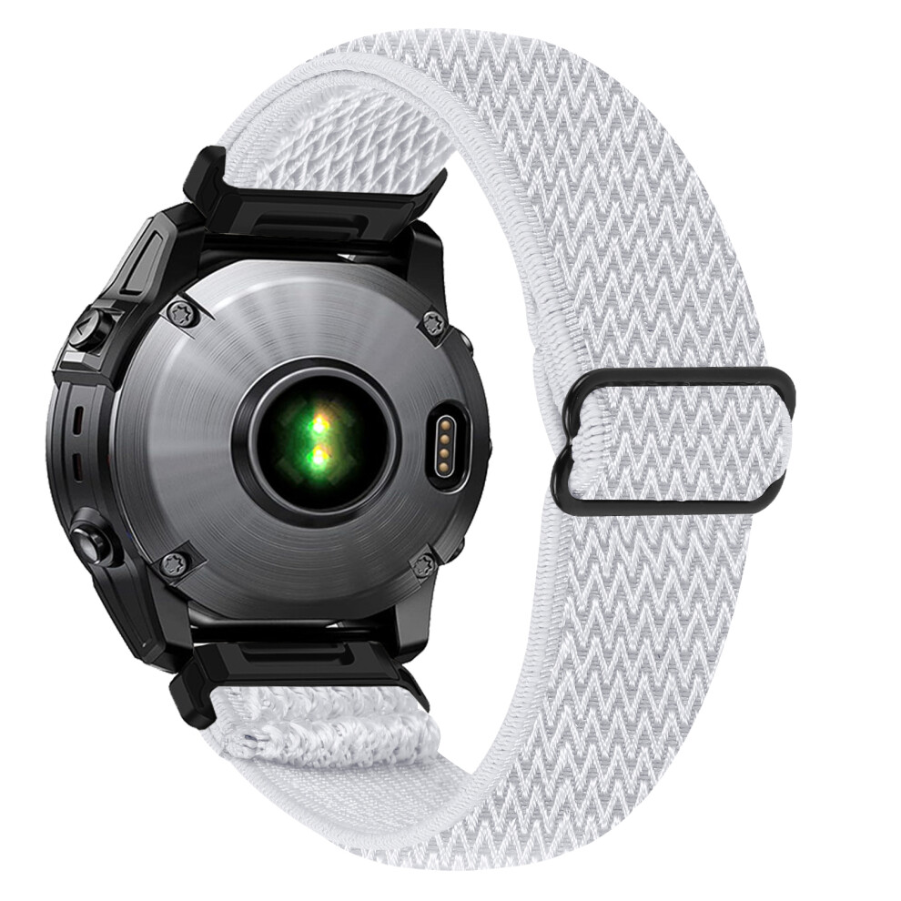 (White) For Garmin Fenix 3 / Garmin Descent Mk1 Watch Strap Elastic Nylon Band With Black Connector White,Black 6914280779294