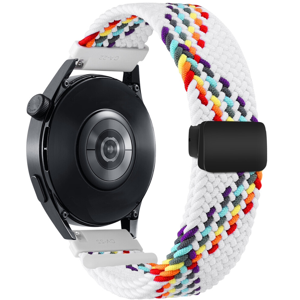 ( Rainbow) 20Mm Nylon Watch Bands For Garmin Vivomove Trend / Style / Luxe Folding Buckle Adjustable Braided Strap White 6914281763841