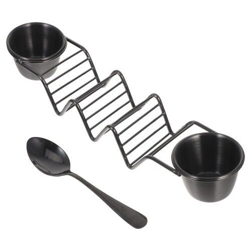 4 Set Portatacos con Bicchierini Salsa e Cucchiaio Acciaio 1