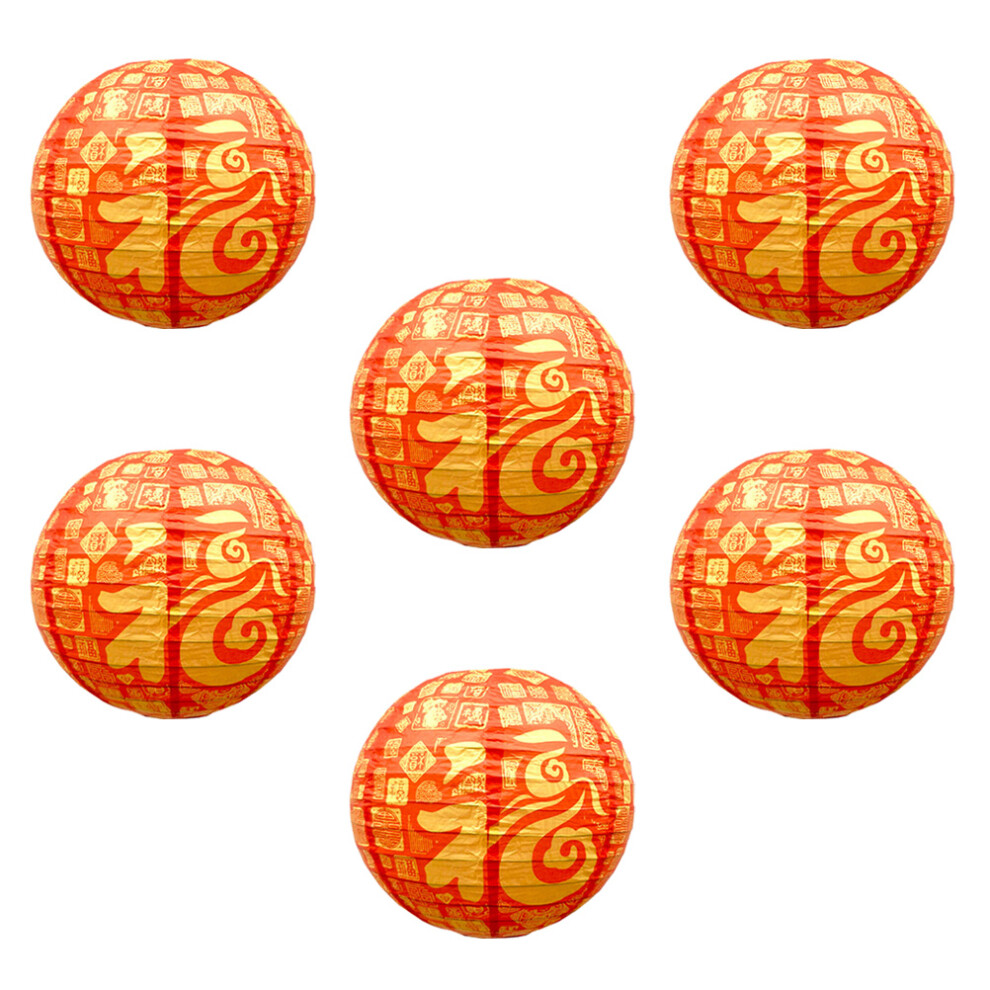 6 Sztuk Czerwonych ChińSkich Latarni Papierowych 30 Cm Na Imprezę-image
