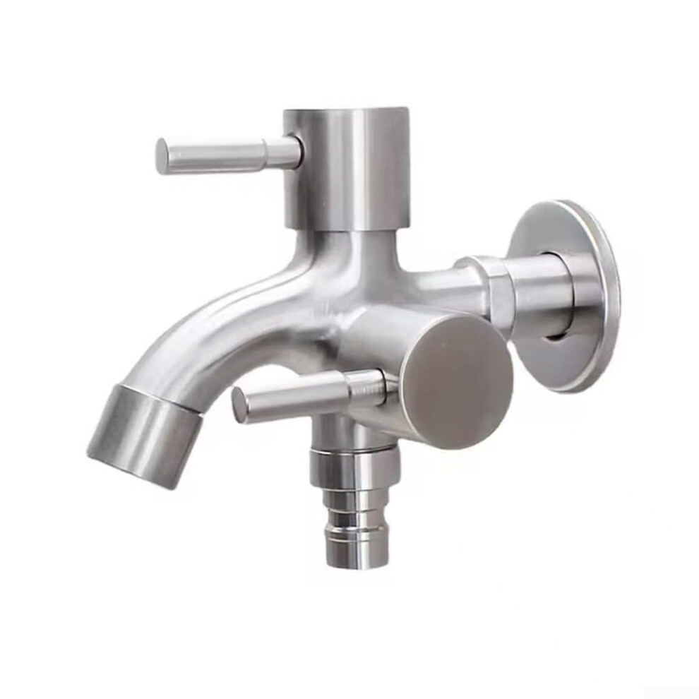 Dual Outlet Washing Machine Faucet For Bidet And Standard Faucet Functions Alloy Construction Silver Finish 9393856545391