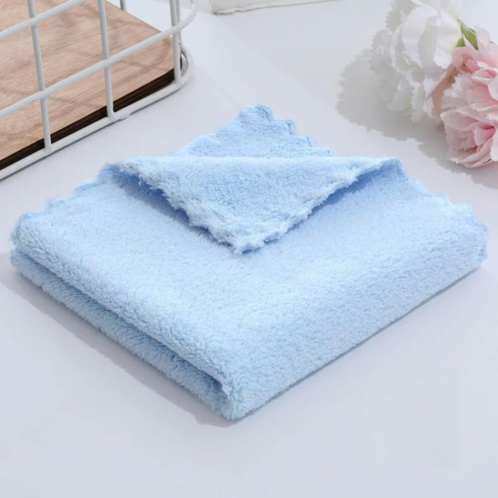 Coral/Blue 10Pcs Thickened Microfiber High-Density Fleece Towel Quick Dry Face Towels 30X30cm Soft Absorbent