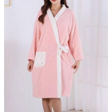 Long-Sleeved Bathrobe Absorbent After-Bath, Warm Soft Robe, Cotton-Terry, One Size