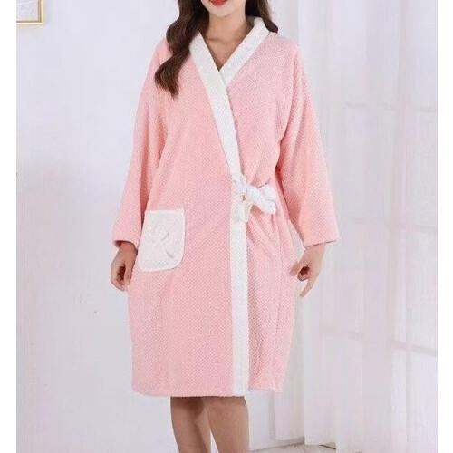Long-Sleeved Bathrobe Absorbent After-Bath, Warm Soft Robe, Cotton-Terry, One Size
