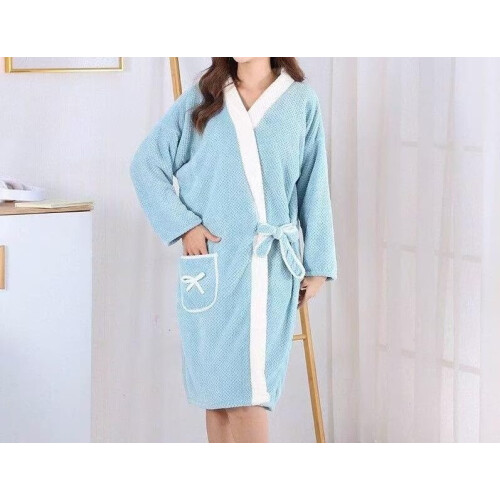 Long-Sleeved Bathrobe Absorbent After-Bath, Warm Soft Robe, Cotton-Terry, One Size 2