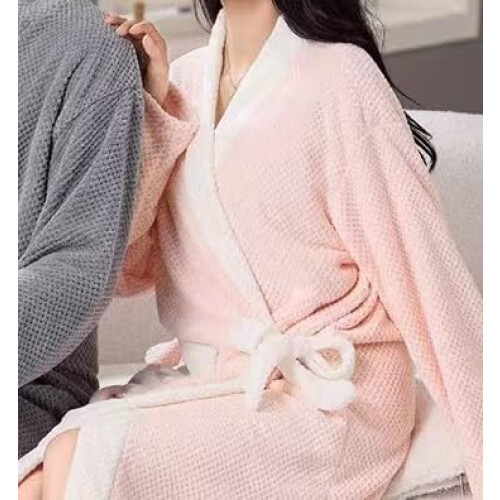 Long-Sleeved Bathrobe Absorbent After-Bath, Warm Soft Robe, Cotton-Terry, One Size 1