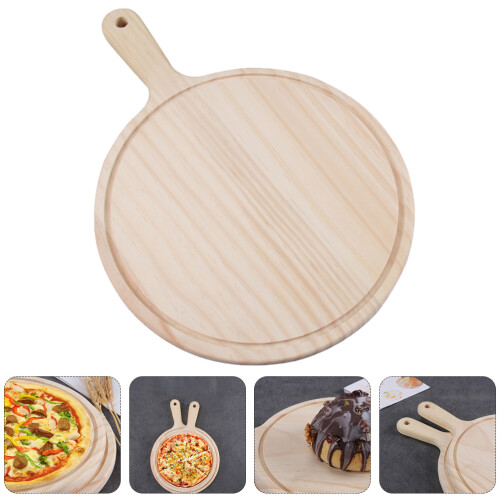 1 Tabuleiro De Madeira 23 Cm Para Pizza Pão Sushi 2