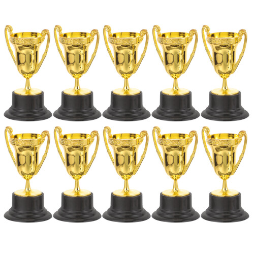 50 Unidades Mini Troféu Plástico Recompensa Decoração