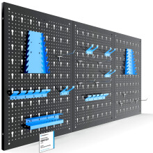 AREBOS Tool wall 3-piece perforated wall workshop | 17-piece hook set & brackets | Perforated metal tool wall for workshop equipment | Blue