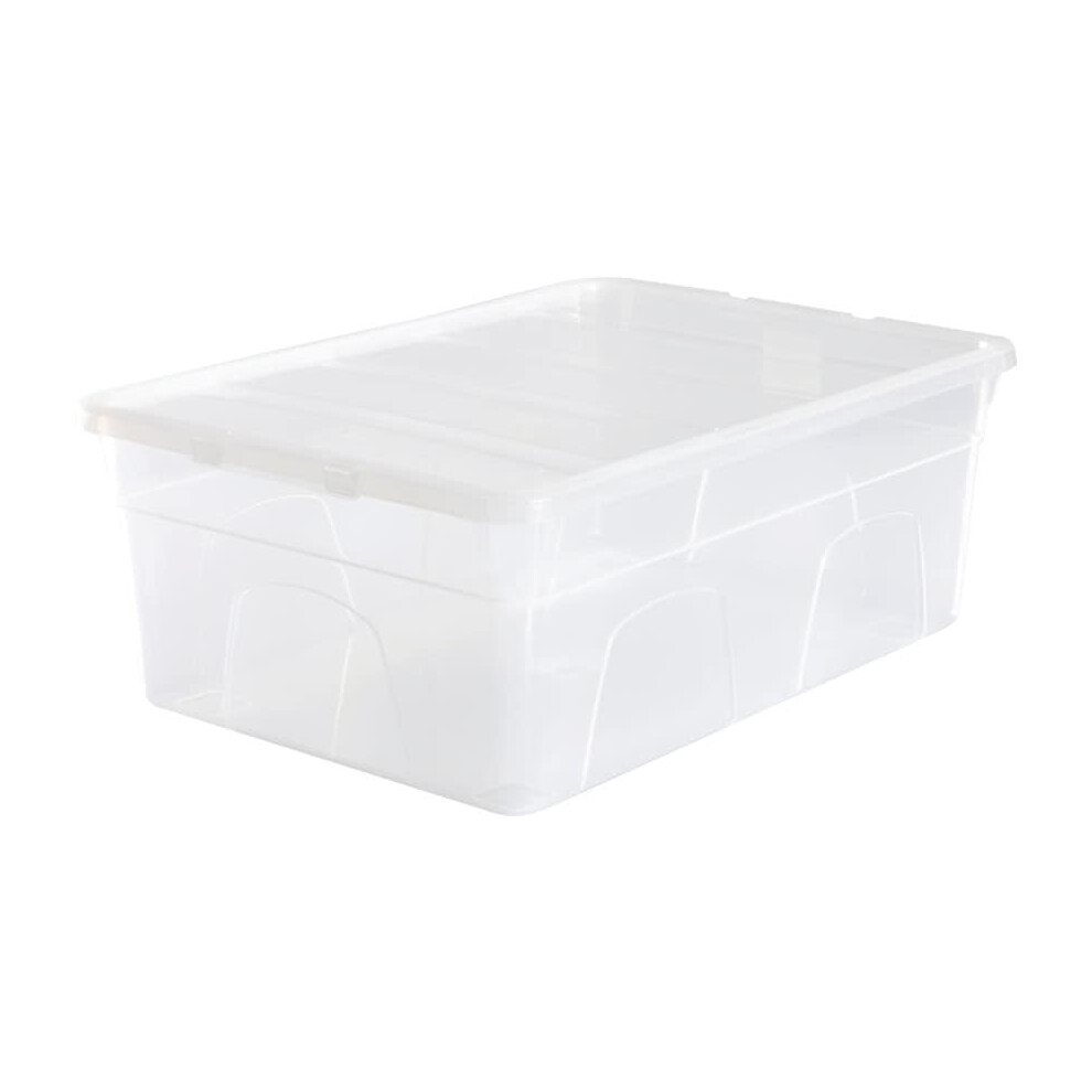 Whitefurze 36Cm Storage Box Spacemaster Clear Plastic Stackable