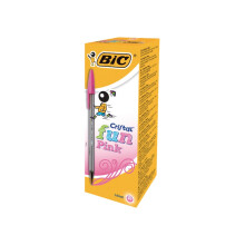 Cristal Fun Ballpoint Pens, Pink Ink Smudge-Proof Writing Pens and Wide Point (1.6mm), Pack of 20