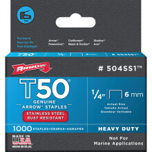 Arrow Fastener Co. .25in. T50 Stainless Steel Staples  504SS1