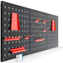 AREBOS Tool wall 3-piece perforated wall workshop | 17-piece hook set & brackets | Perforated metal tool wall for workshop equipment | Red