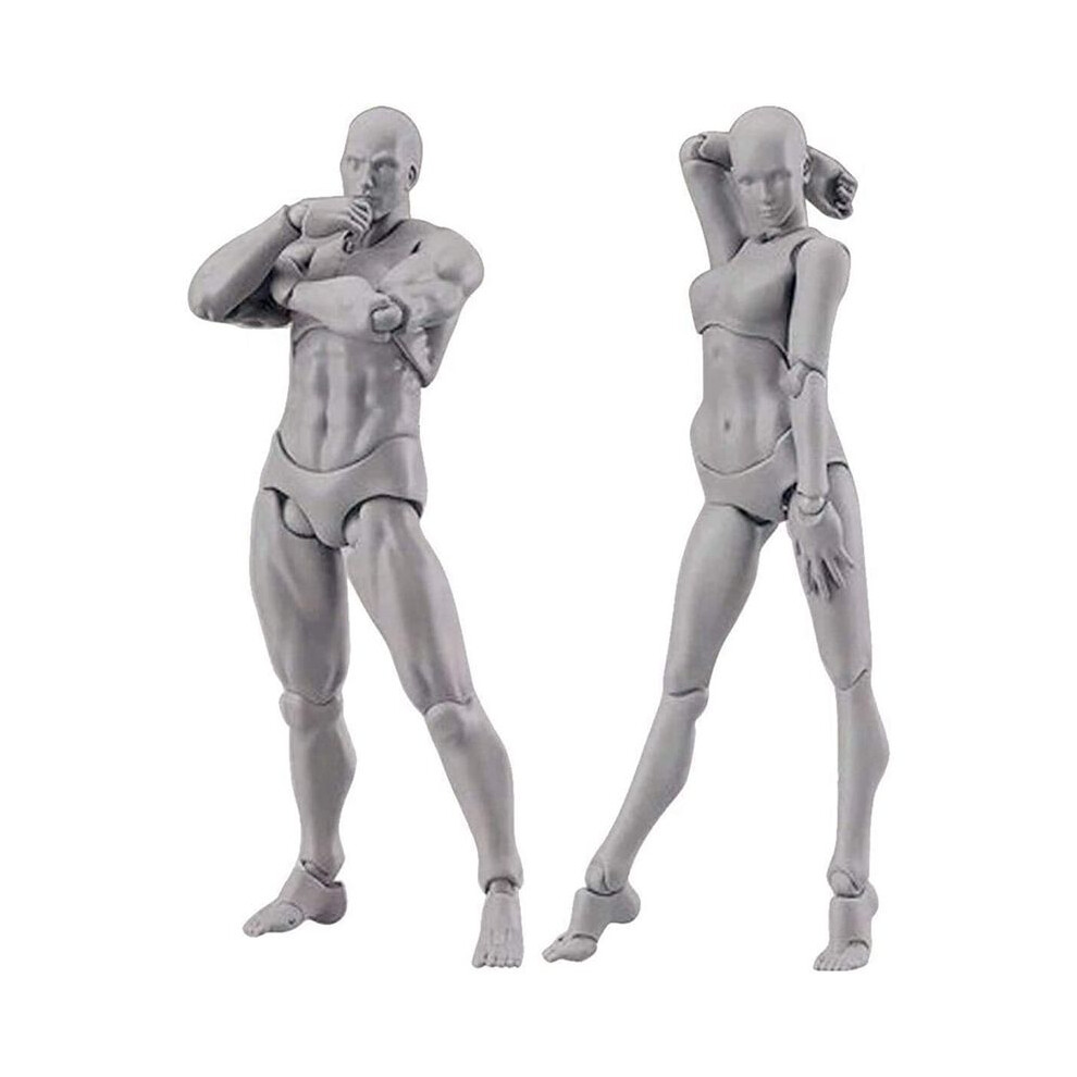 Artists Manikin Jointed Drawing Figures Male+Female Set (Grey) Grey 4851337077014