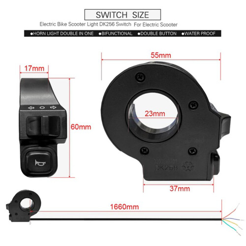 Buton comutator semnalizare claxon 2 în 1 pentru biciclete electrice 1