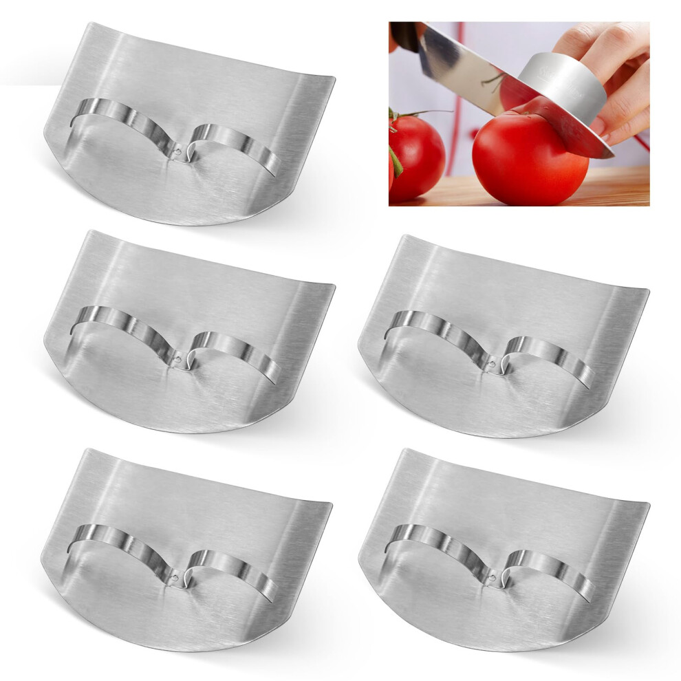 Finger Guards Small Stainless Steel Finger Protector, Reusable Cutting Tool For Slicing Dicing Chopping Veg Fruit 5Pcs