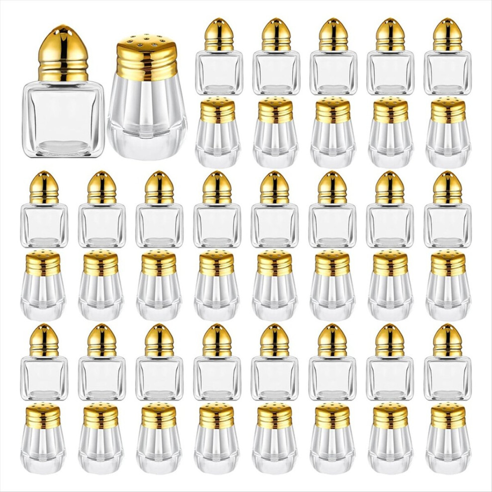 Mini Salt & Pepper Shakers Clear Seasonings Shakers Gold 4851337074976