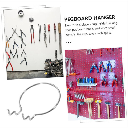 Pegboard Cup Holder Hooks 10pcs Heavy Duty Metal Hooks Ring Design 2