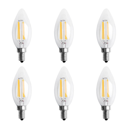 6X E12 4W Λάμπα LED με Νήμα Κεριού 10 x 3.5cm