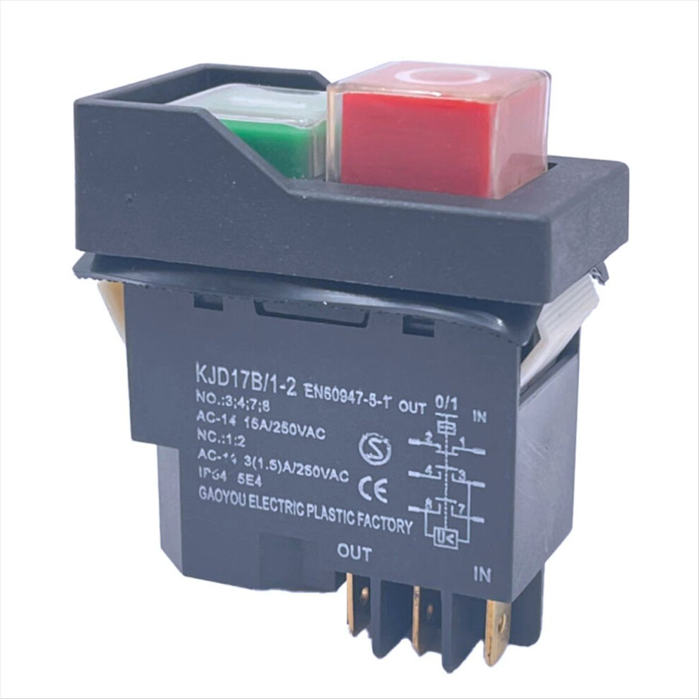 Kjd17 6 Pins Electromagnetic Push Button Switches 15A Ac250v 4851337092260