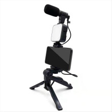 Mobile Phone Tripod Kit with Microphone LED Fill Vlog Video B