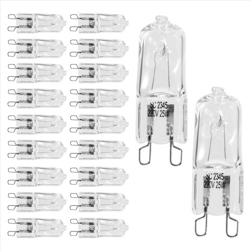 20Pcs G9 Light Bulbs,25W Clear Lamps Dimmable,2800K 2