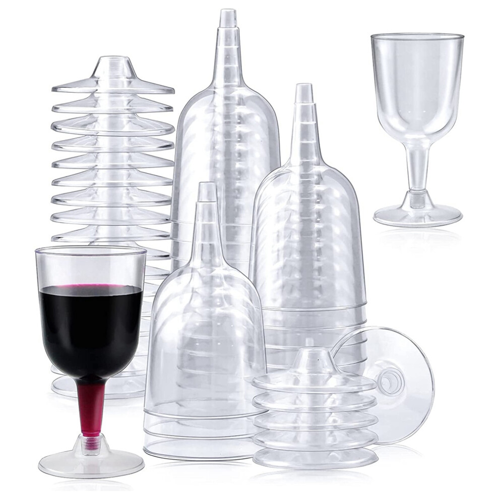 50Pcs Clear Plastic Wine Glass Recyclable, Disposable & Reusable Cups 4851337094325