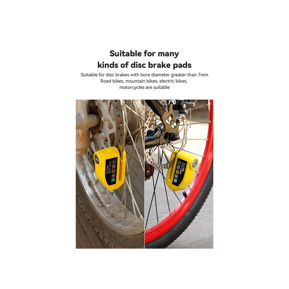 Bicycle Disc Brake Lock Alarm Bike Safety System For Scooter(Yellow) Yellow 4851337093274