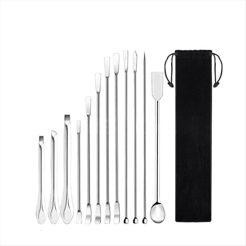 12Pcs Stainless Steel Lab Spoon Spatula, Laboratory Sampling Spoon 4851337097487