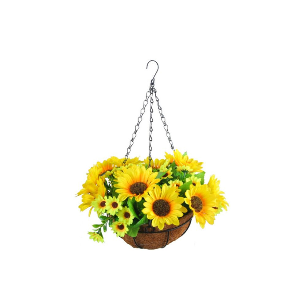 Artificial Hanging Flowers In Basket For Lawn Decor Indoor- Yellow 4851337000951