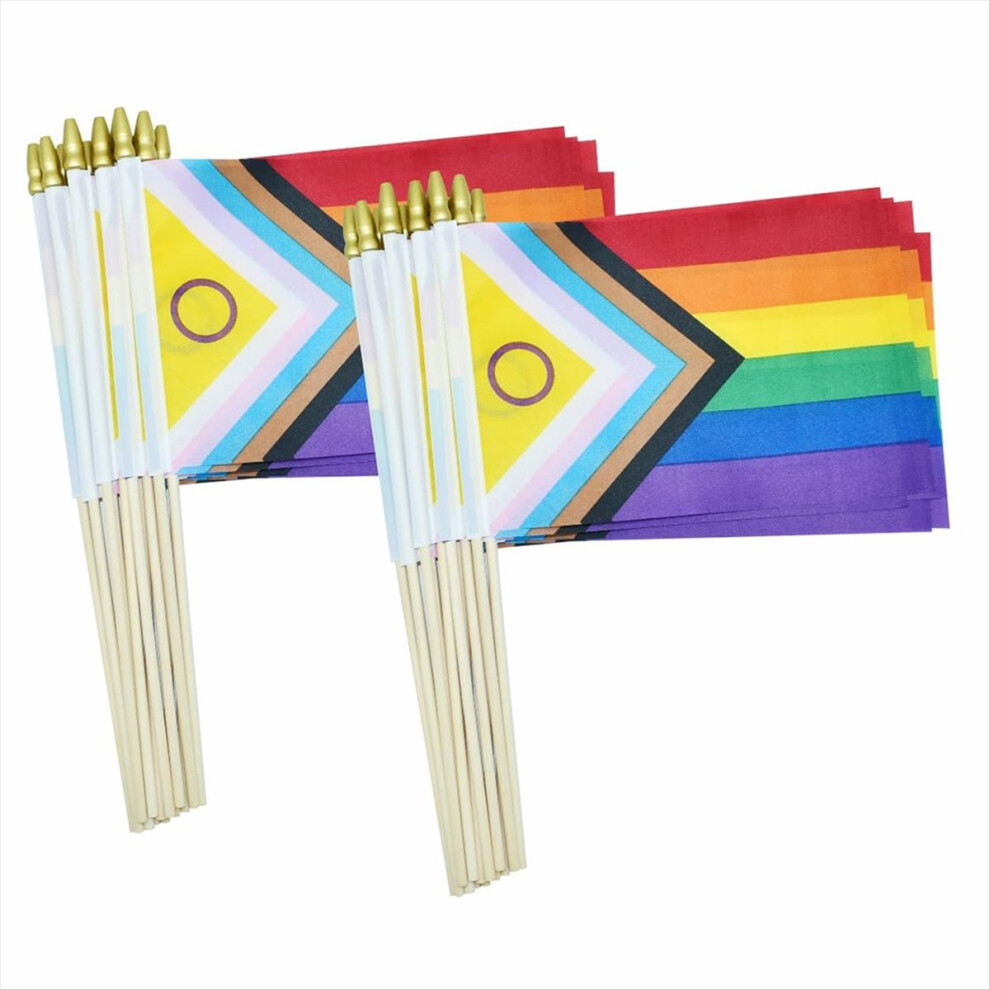 50 Pack Intersex Progress Gay Pride Stick Flag 5X8 Inch 4851337099177