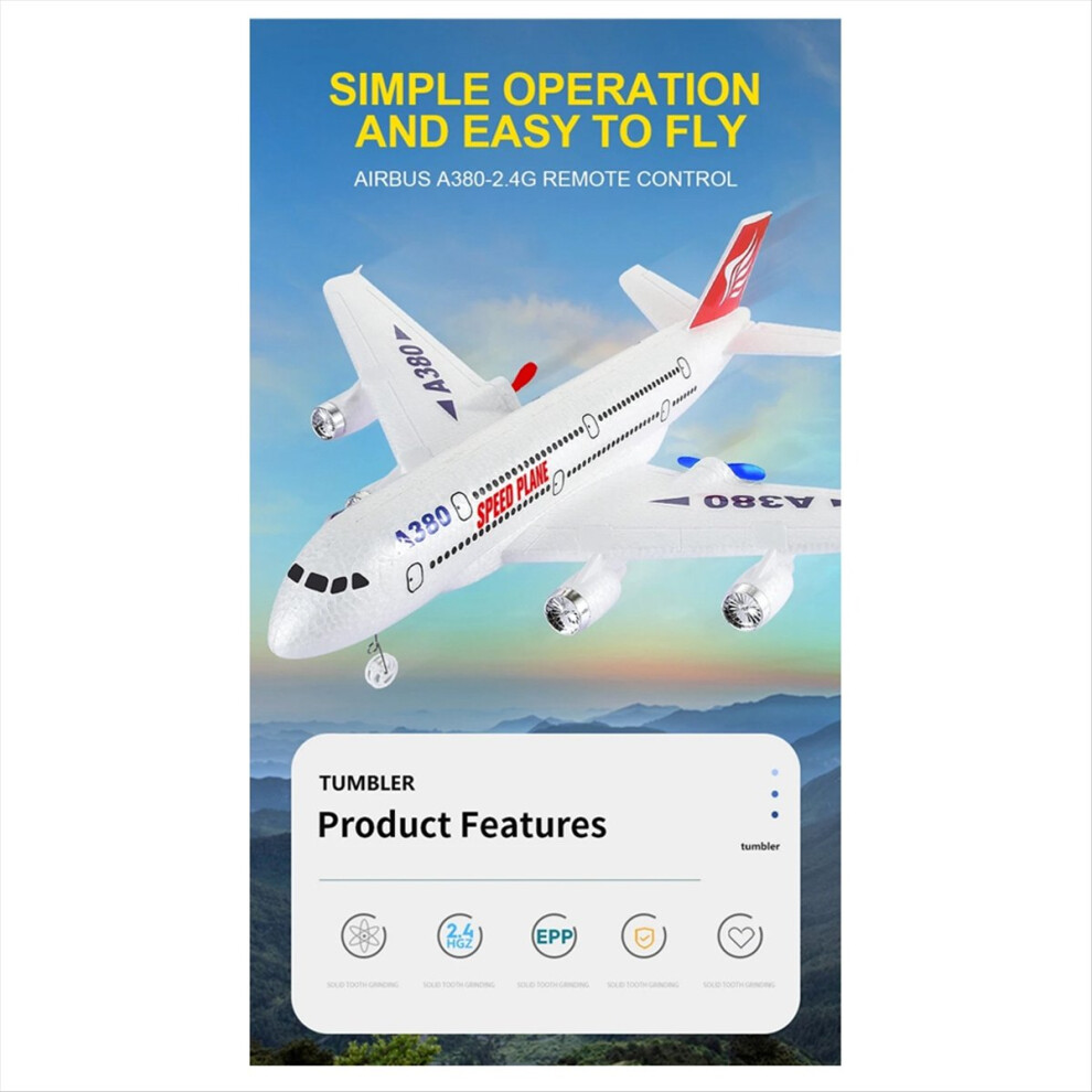 A380 Rc Airplane 2.4G Remote Control Toy Fixed Wing Plane Gyro 4851337098415