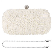Bolsa feminina para festa, casamento, bolsa clutch com pérolas - branca