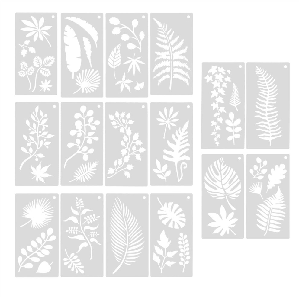 16 Pieces Leaves Stencil Reusable Sheet Painting Stencil Wall Stencil 4851337002771
