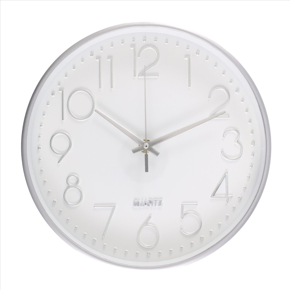 Modern Silent Wall Clock For Home Office Kitchen (25Cm, ) Silver 4851337010158